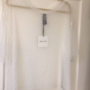 Agnes & Dora mesh tee ivory mini for size large